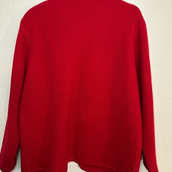 Talbots Cherry Red 100 % Wool Collared Sweater with Silver Buttons - Picture 3 of 8